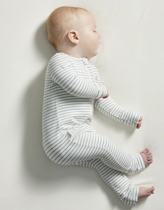 Grow Kindly - Light Zippee Baby Romper in Dusk Blue Stripe (0.2 TOG)