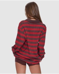 Thrills - Conditions Apply Stripe Long Sleeve Polo