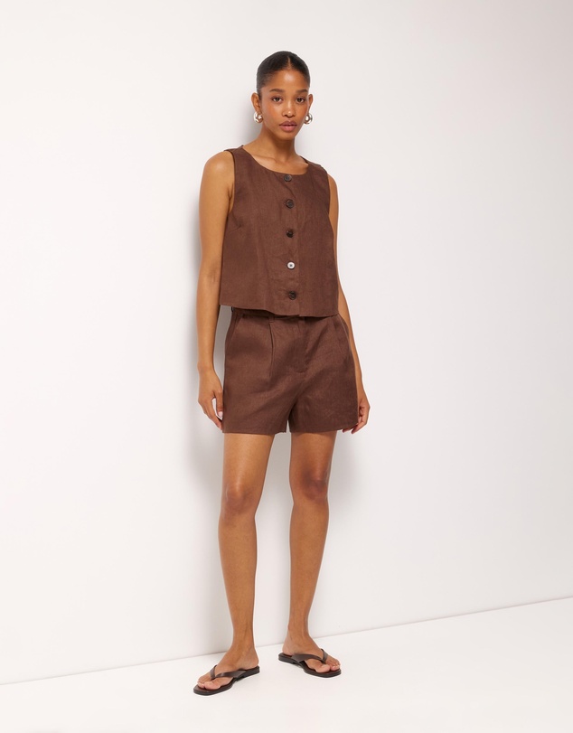 AERE - Linen Button Through Tank