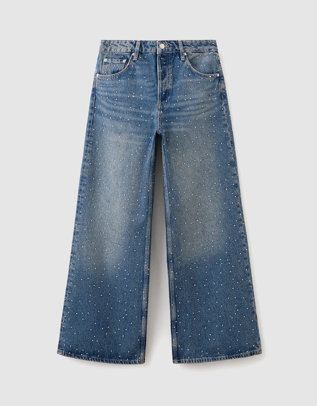 M.N.G - Wide-Leg Jeans With Rhinestones