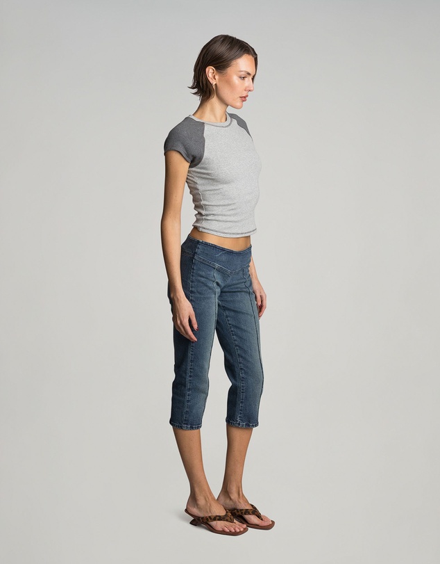 Love and Nostalgia - Min Rib Raglan Tee - Grey Marle