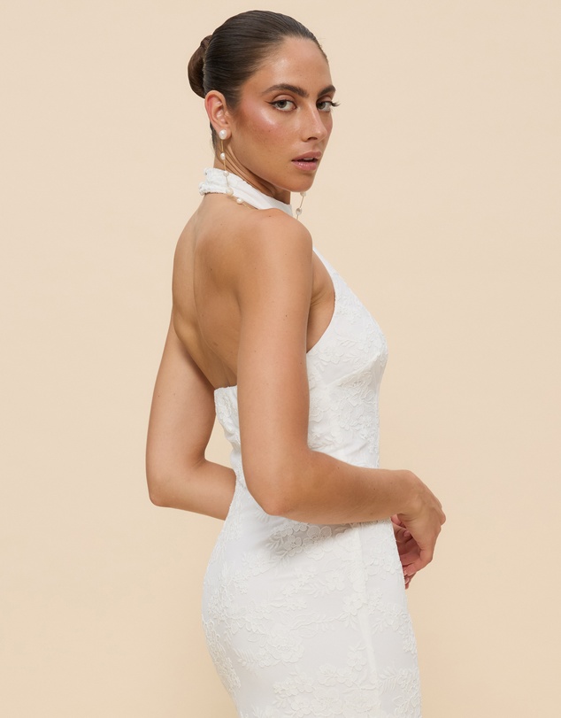 CHANCERY - Lara Lace High Neck Halter Maxi Dress