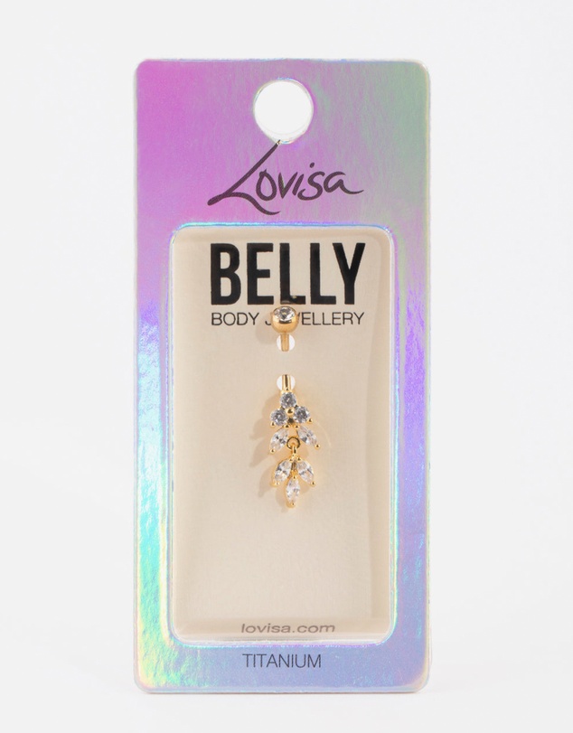 Lovisa - Gold Plated Titanium Marquise Diamante Belly Bar