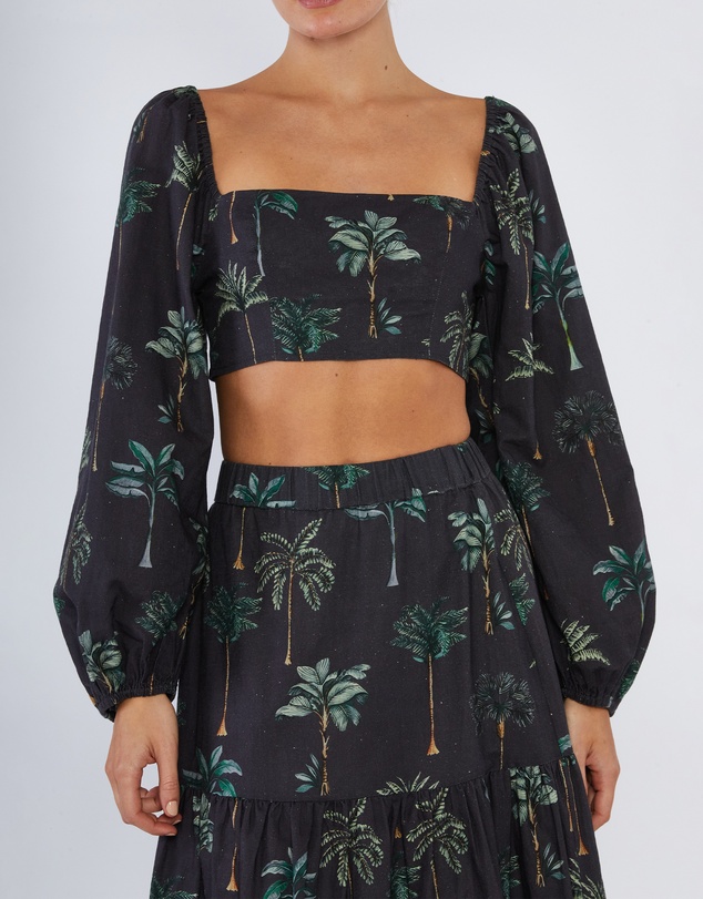 Amelius - Palmira Linen Tie-Back Crop Top