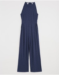 Seasalt - Seasalt Cornwall Navy Belyars Jersey Tie Neck Jumpsuit
