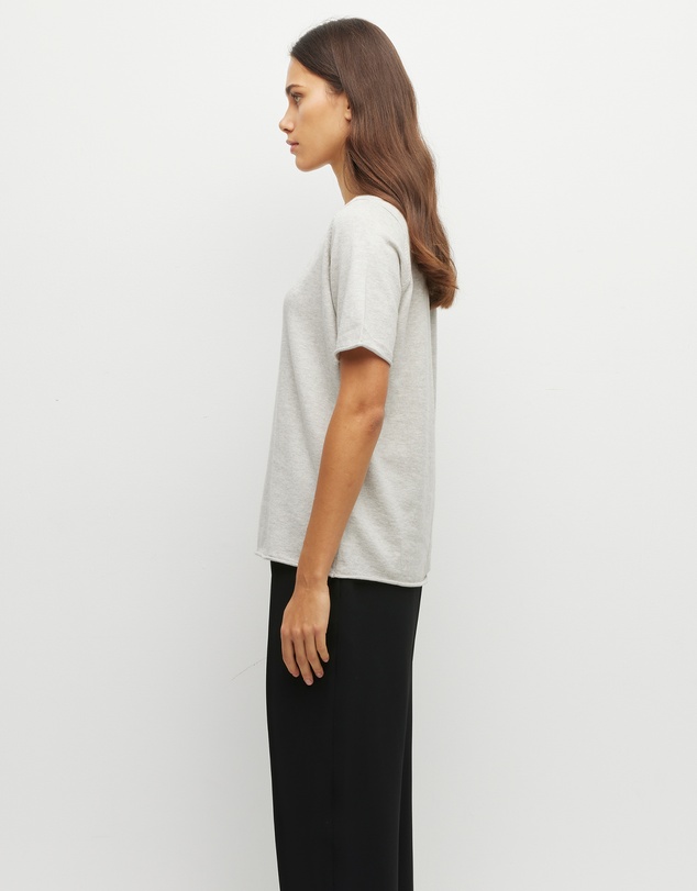 JH Lounge - JHL V-Neck T (Fine Cotton Cashmere) Soft Grey Marle