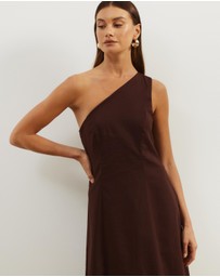 Atmos&Here - Oralie One Shoulder Linen Blend Midi Dress