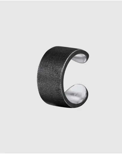 Kuzzoi - ICONIC EXCLUSIVE - Earrings Men Single Earcuff Basic Trend in 925 Sterling Silver Oxidized