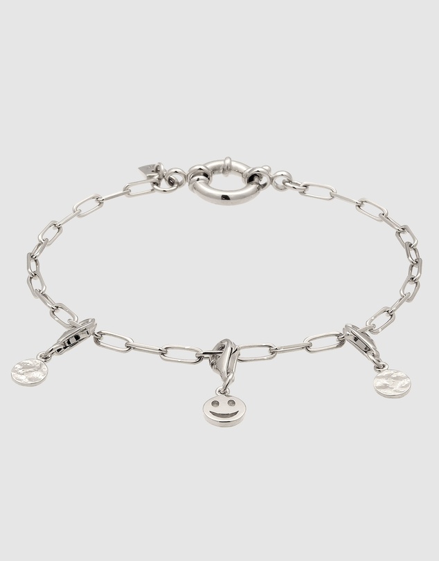 Kuzzoi - ICONIC EXCLUSIVE - Long Link Chain Bracelet with Smiling Charm in 925 Sterling Silver
