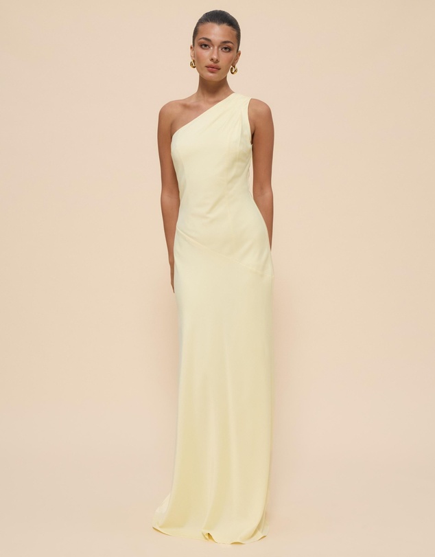 Revibe - Repaired CHANCERY Hallie Satin One Shoulder Drape Maxi Dress - AU 10