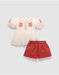 Purebaby - Embroidered Set -Kids-Babies