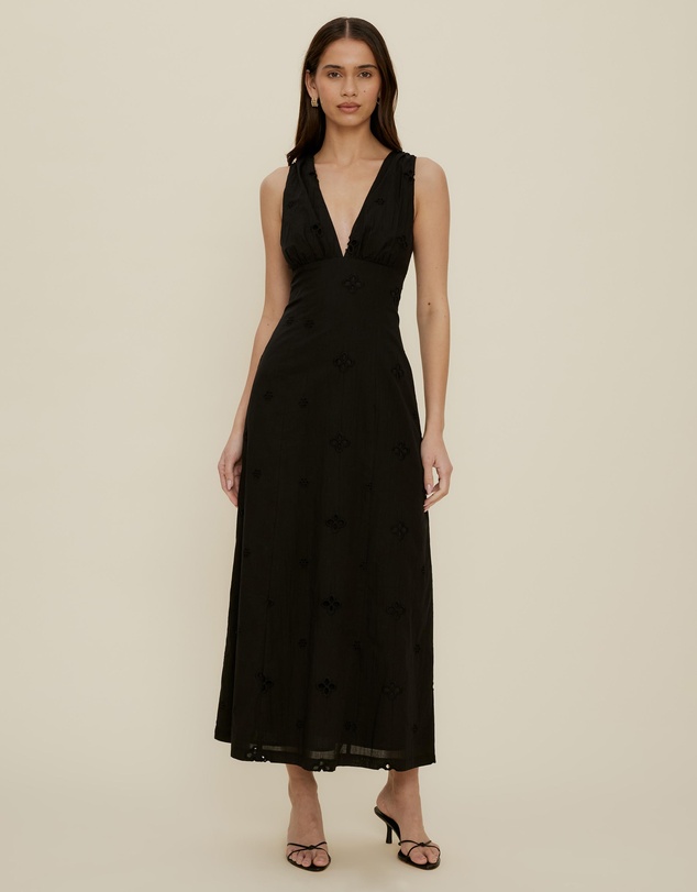 The Fated - Esther Column Broderie Midi Dress