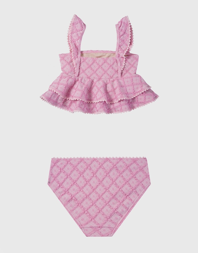 Aqua Blu Kids - Stepping Stones Pink Frill Bikini Set - Kids