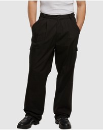 Urban Classics - Wide Pleated Cargo Pants - Black