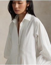 Polo Ralph Lauren - Pleated-Bib Cotton Maxi Shirtdress - ICONIC EXCLUSIVE