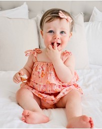 WITH LOVE FOR KIDS - Cotton Muslin Ruffle Playsuit - Babies