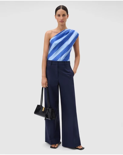 Oroton - Slub Silk Stripe Top
