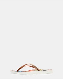 Vionic - Noosa Print Toe Post Sandal - Red Tropical Bronze