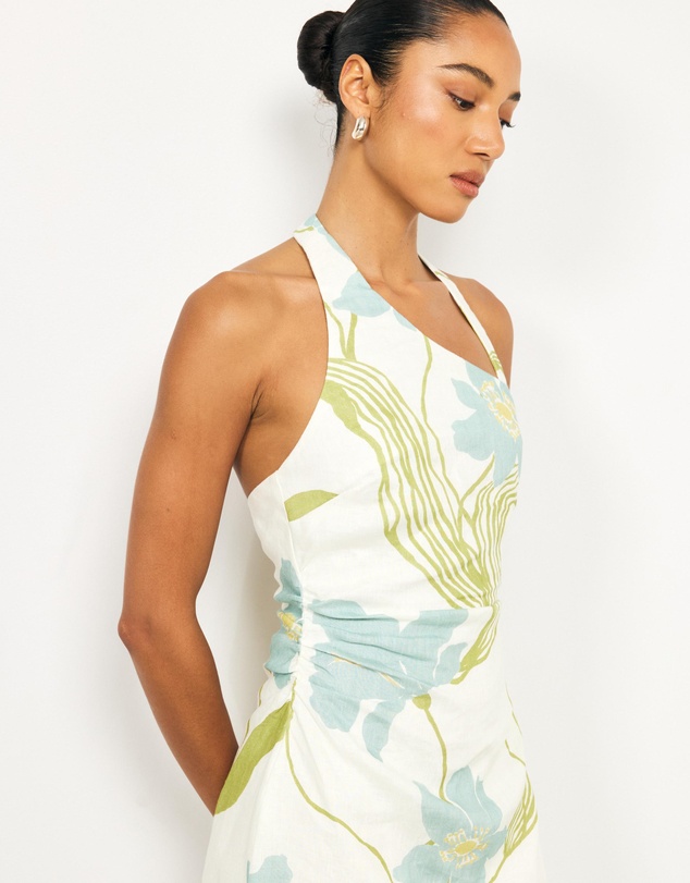 AERE - Sereia Ruched Linen Mini Dress