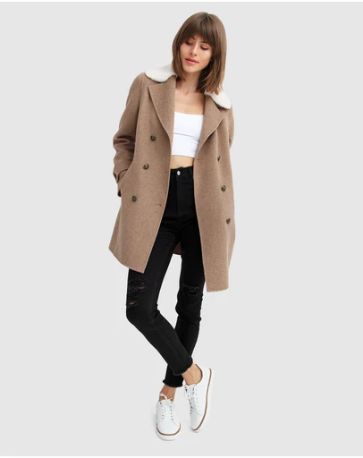Belle & Bloom - Liberty Sherpa Collar Wool Blend Coat