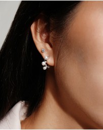 Ania Haie - Two-Tone Sparkling Braided Shell Pearl Huggie Earrings