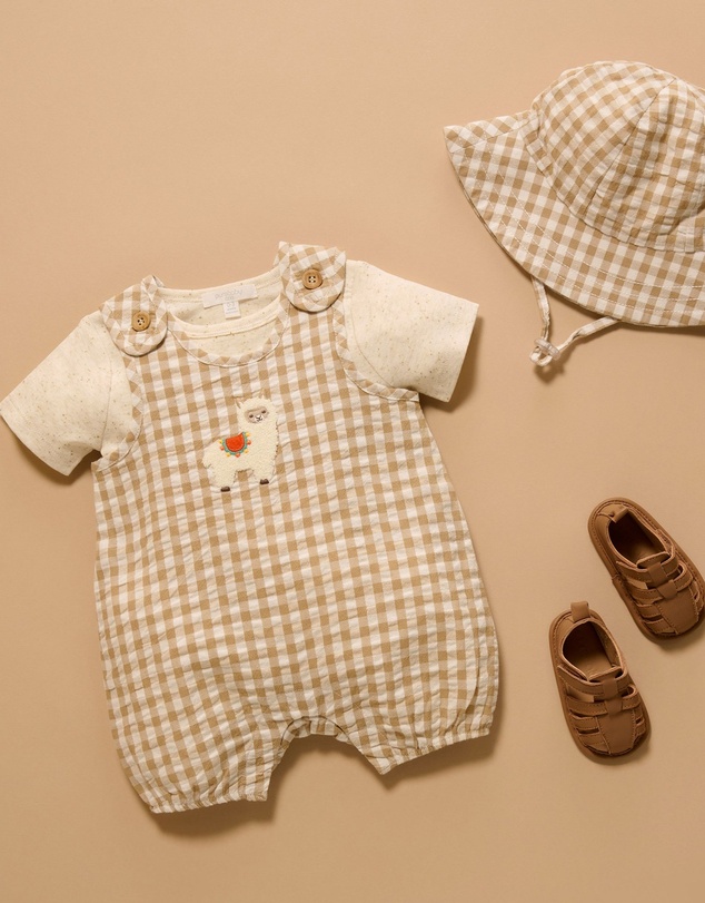 Purebaby - Gingham Romper -Kids-Babies