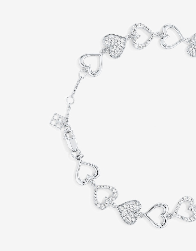 Michael Hill - Cubic Zirconia open and closed Heart Bracelet in Sterling Silver