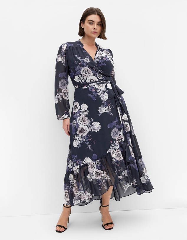 City Chic - Plus size Jane Hi Lo Maxi Dress - navy